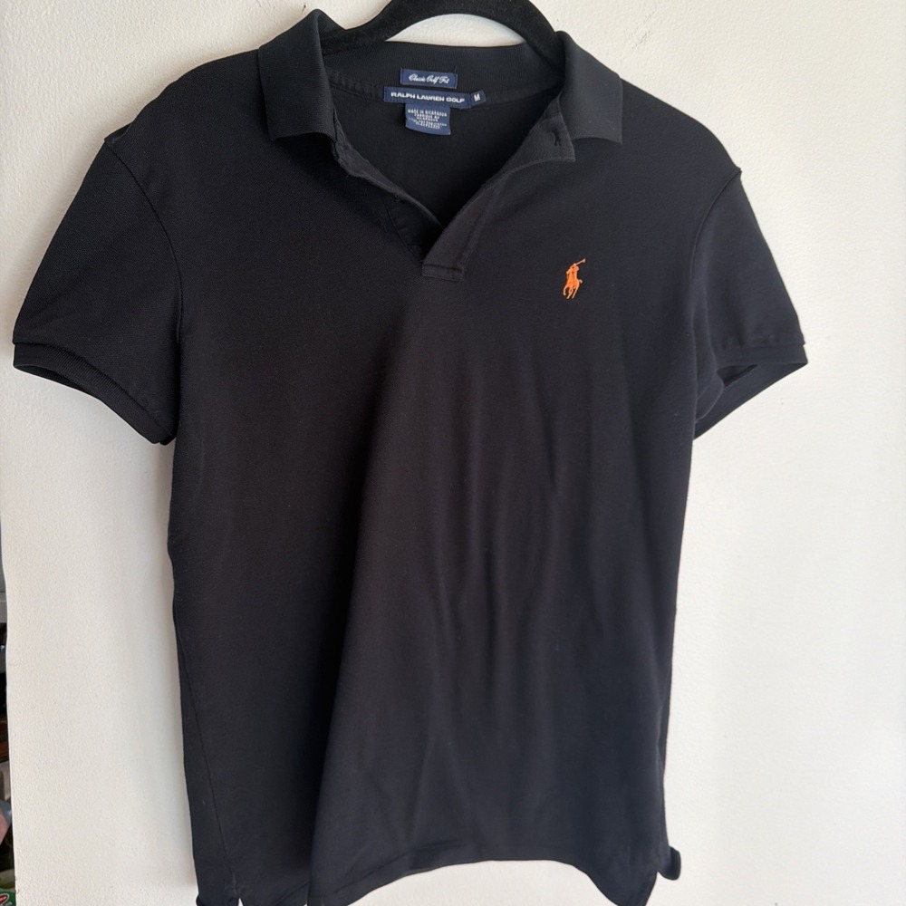 Polo Ralph Lauren Polo Shirt Womens M Black Classic Fit Stretch Big Pony Golf